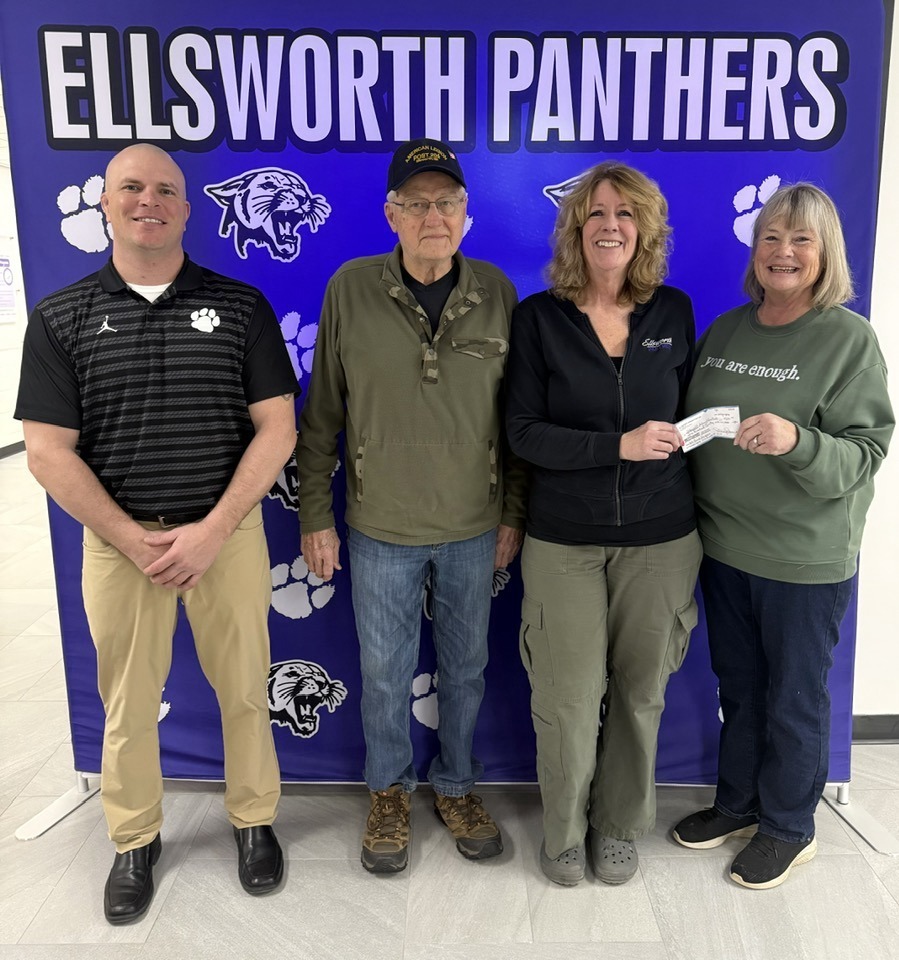 The Kinne-Engelhart American Legion Post 204 recently donated $630 to the Ellsworth School District Hot Lunch Program, and we are so grateful for their support. This generous gift helps make sure our students have access to healthy, warm meals each day, which makes a real difference for kids and families in our community. Thank you to the members of Post 204 for always stepping up to support Ellsworth students and for being such a strong partner to our schools. We truly appreciate you!