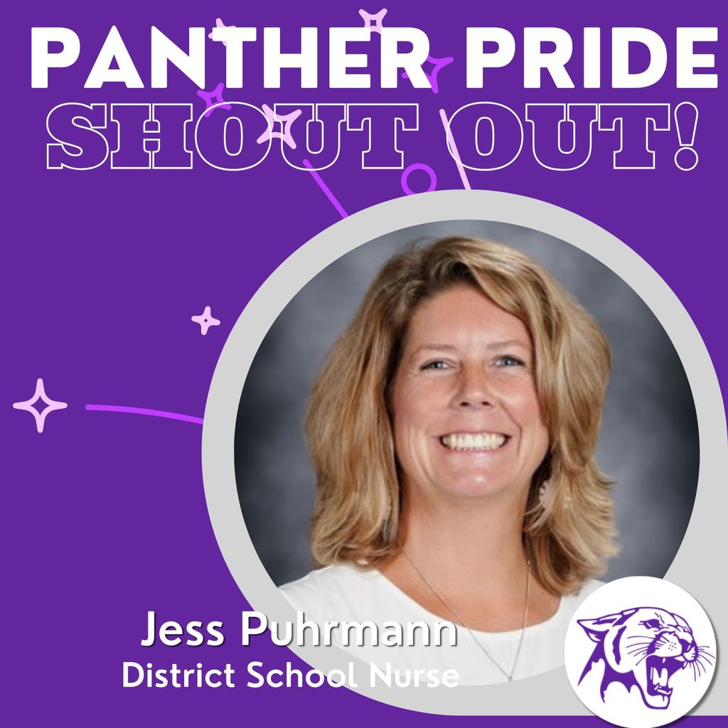 💜🐾 Panther Pride Staff Shout Out 🐾💜  Today’s Panther Pride Staff Shout Out goes to Jess Puhrmann, our incredible School Nurse, who was nominated by our Elementary Health Aide, Sarah.  Sarah shared that Jess truly has a heart of gold. She is always there for every student and any staff member who may need her throughout the day. No matter which building she’s in, she shows up within minutes when she’s needed.  Over the past few years, Sarah says she has learned so much from Jess. She’s not only an exceptional nurse, but also a wonderful teacher and coworker. Her compassion, knowledge, and dedication make a difference every single day in the lives of our students and staff.  We are so lucky to have Jess caring for our school community.  Thank you, Jess, for the calm, comfort, and expertise you bring to Ellsworth each day! 💜🐾  If you’d like to nominate a staff member for a Panther Pride Staff Shout Out, you can do so here: https://forms.gle/DS276jvHJqfCuvGr6