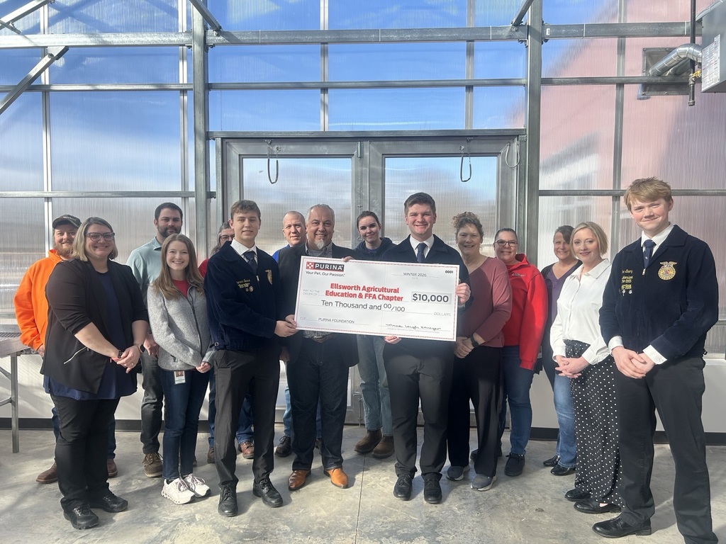 🌾🐾 Great News for EHS FFA! 🐾🌾  We’re excited to share that the Ellsworth High School FFA has received a grant from the Purina team in Hager City!  This generous support will help equip our agricultural lab with essential tools and materials, giving students even more opportunities for hands-on learning and real-world skill development. These experiences play a big role in preparing students for careers in agriculture and related fields.  We are grateful to be partnering with Purina Hager City as we work toward a shared goal of strengthening our local community and investing in the next generation.  Thank you for supporting our students and their future! 💜🖤 #PantherPride