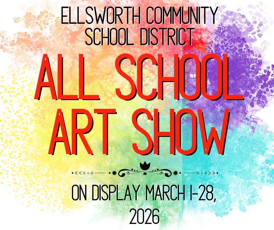 It’s time to celebrate the creativity of our Ellsworth students! The Ellsworth Community School District All School Art Show is now on display at the Ellsworth Public Library from March 1–28.  Stop by during the month to see the amazing artwork created by students from across the district. It’s a great chance to support our young artists and enjoy the talent right here in our community.  Be sure to check it out next time you’re at the library! 💜🖤 #PantherPride