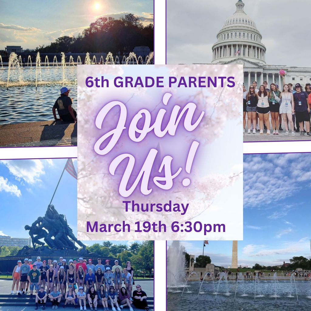 📢 Attention 6th Grade Parents!  Join us in the Ellsworth MS Cafeteria on Thurs., Mar. 19th - 6:30pm to learn all about the upcoming 2028 Washington, D.C. educational trip.   Discover how each traveler can qualify for a $500 Early Bird Scholarship—a great opportunity you won’t want to miss!  👉 Click here to RSVP: https://rsvp.worldclassrooms.com/inperson/47624648985?rsvp_id=47624648985  We look forward to seeing you there!