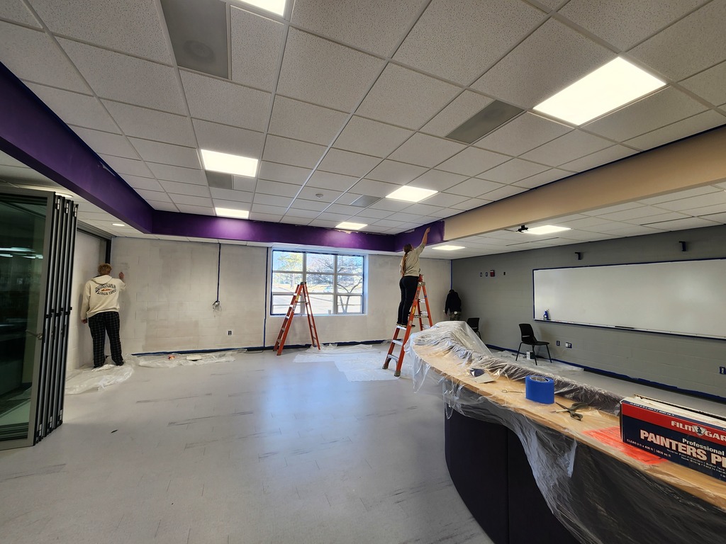 A big thank you to this amazing group of Ellsworth High School students who spent part of their spring break volunteering their time for service hours! 💜🖤  They took on a big project together and did an incredible job. Thanks to their hard work, our flex room has undergone a huge transformation!  We truly appreciate the time and effort from: Drezden M. Grace H. Emma E. Wyatt K. Bradley B. Rose S. Bo B. Savanna S.  And a special shout out to Katelyn H. who has already completed her required service hours but still chose to volunteer both days and worked on the project from start to finish. That kind of dedication says a lot. 👏  Thank you all for giving your time to help improve our school. Panther Pride! 🐾💜🖤