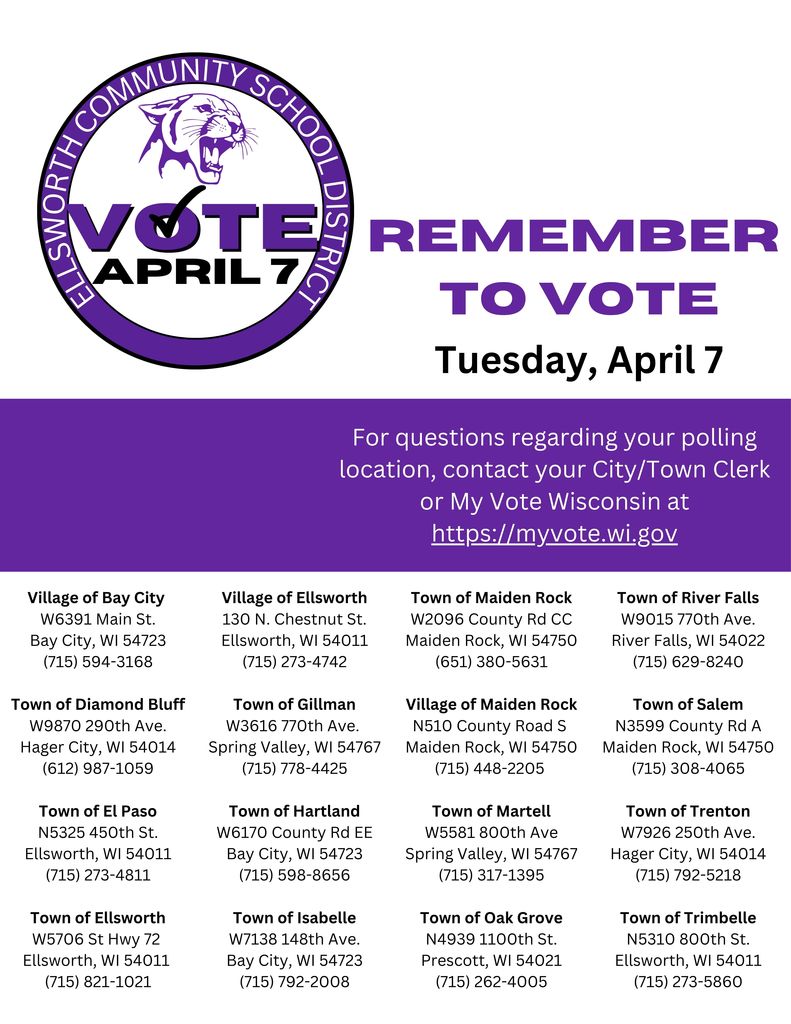 Do you have a plan to vote yet? Tomorrow is election day! Make sure you know when and where to cast your ballot. For questions regarding your polling location, contact your City/Town Clerk or visit My Vote Wisconsin at: [www.myvote.wi.gov](http://www.myvote.wi.gov). Polls are open tomorrow 7:00 a.m.-8:00 p.m.