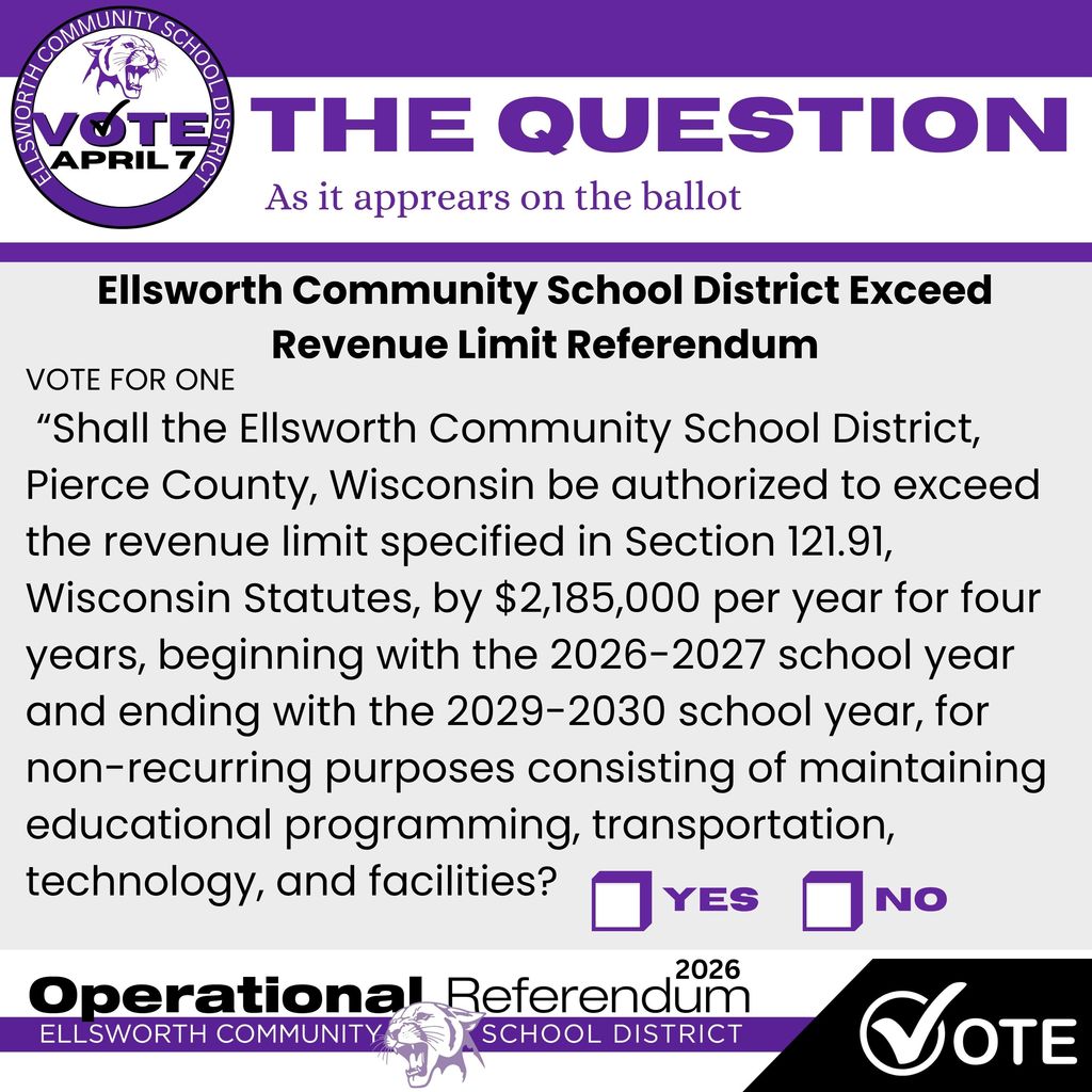 Here's the operational referendum question that will be on the April 7th ballot: Learn more about the referendum by visiting our website and remember to vote on April 7.