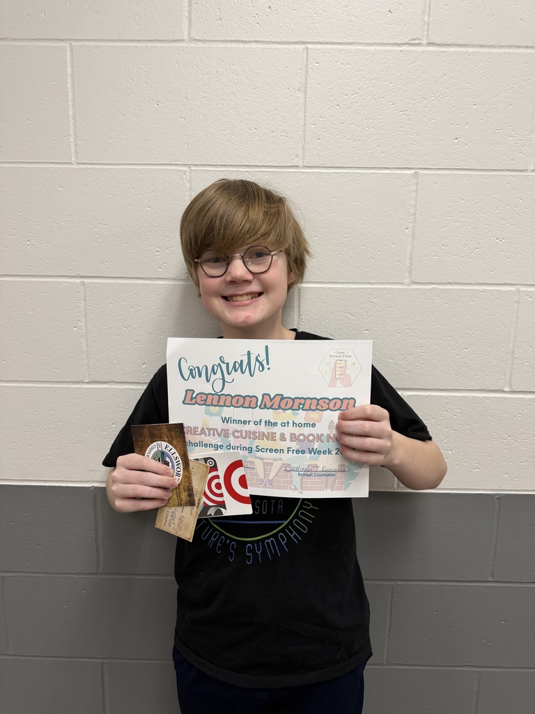 🎉 Congratulations, Lennon! 🎉  We’re excited to announce Lennon as the winner of both the Creative Cuisine and Book Nook challenges during EMS Screen Free Week! 📚🍽️  Lennon’s creativity and participation truly stood out—what a great way to unplug and get involved!  🏆 Prizes include: • $50 Target Gift Card for Book Nook • $25 Ellsworth Creamery Gift Card for Creative Cuisine • $25 Anna’s Pies Gift Card for Creative Cuisine  Way to go, Lennon! 💜🖤 Keep up the great work!