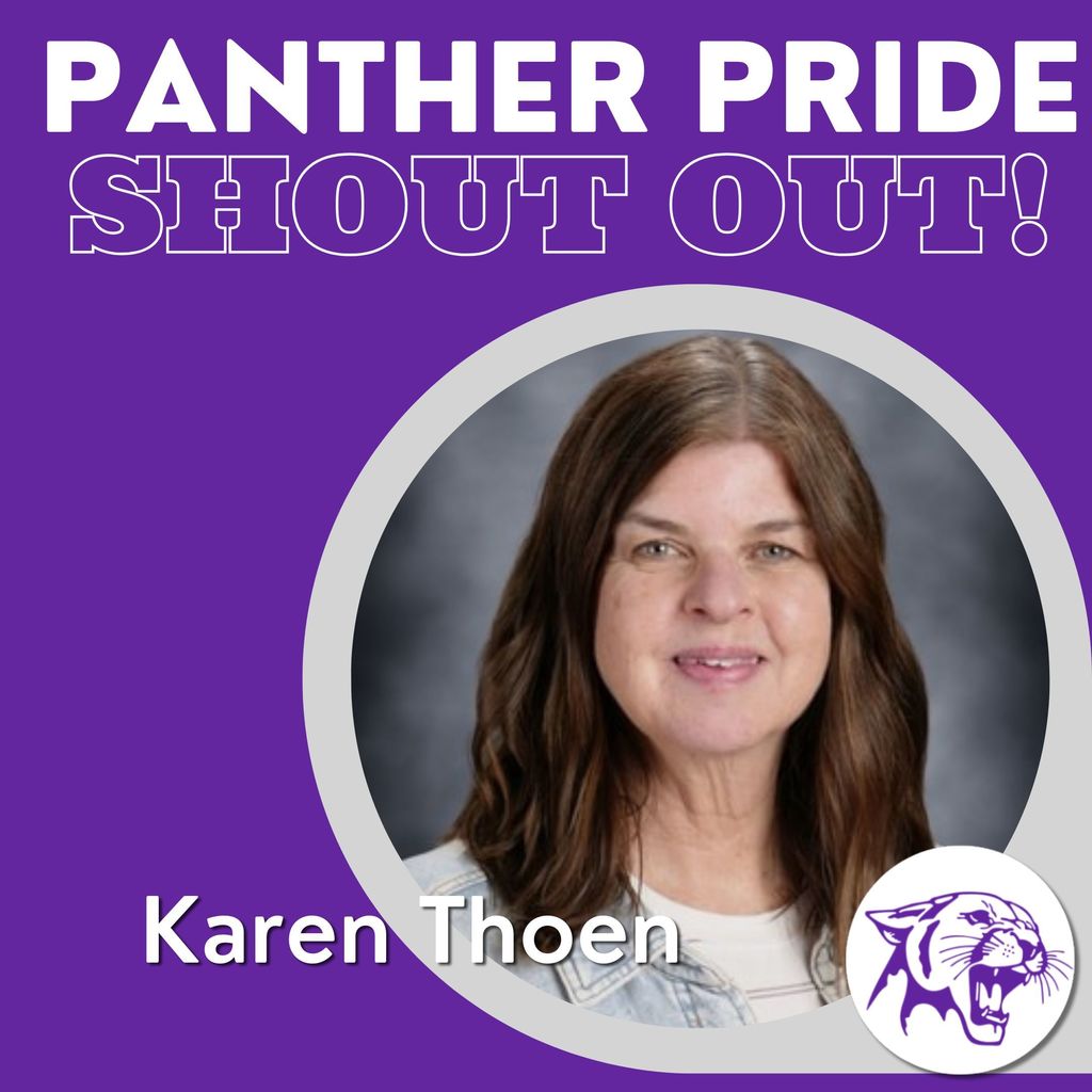 💜🐾 Panther Pride Staff Shout Outs 🐾💜  This shout out comes from the EES Intervention Team, recognizing our incredible Reading Specialist, Karen Thoen!  *“We would like to give a hearty shout out to Karen Thoen for her hard work and dedication! Karen is an awesome mentor to our staff. She has spent countless hours training others, reviewing data, and helping implement curriculum, all while teaching several groups of students throughout the day and managing duties at multiple buildings. She has a wealth of knowledge and has a profound impact on everyone in our district.  Karen has brought many opportunities for reading to EES. She leads the Literacy Team with amazing ideas and opportunities for our families. Each year, she does an excellent job running the Scholastic Book Fair. Last school year, she introduced us to the One School, One Book reading event. Karen shines during I Love to Read Month in February, guiding the school into all kinds of fun reading activities.  Thank you, Karen, for all you do to bring literacy alive in our school!”*  Karen, your passion for literacy and dedication to both students and staff does not go unnoticed. We are so grateful for the impact you make every single day! 💜📚