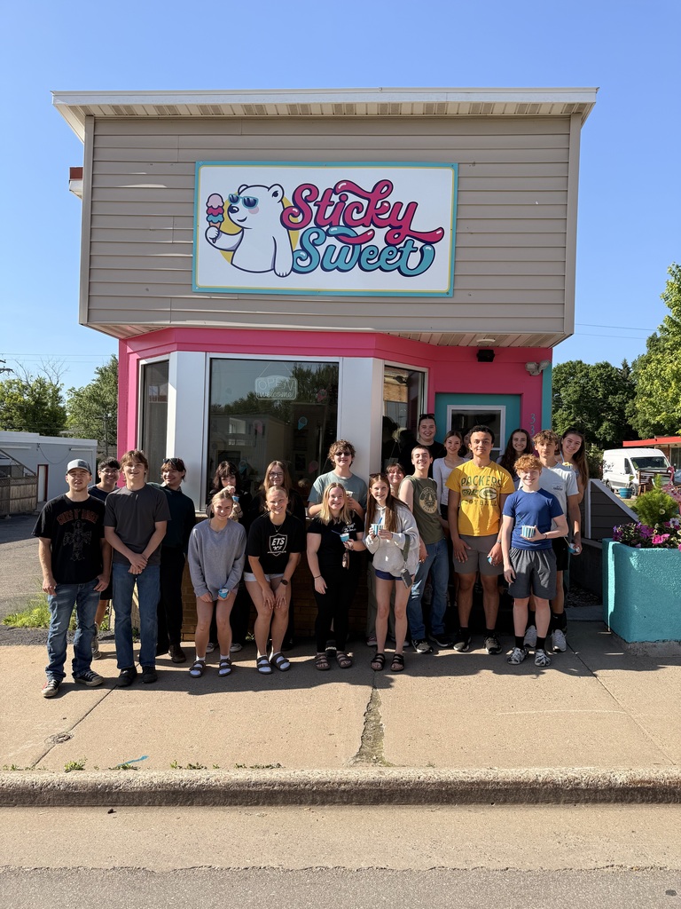 🍦 As a reward for completing their fitness testing for the very last time, both PE 10 classes took a field trip to Sticky Sweet to enjoy a well-earned sweet treat!  A huge thank you to Sticky Sweet employees and EHS students Sophia Place, Ava Acker, EJ Langer, and Kensie Matzek for opening the shop and serving our classes. We also want to extend a special thank you to owner Ann Huppert for welcoming us and making this fun experience possible.  What a sweet way to celebrate the end of an era! 🎉