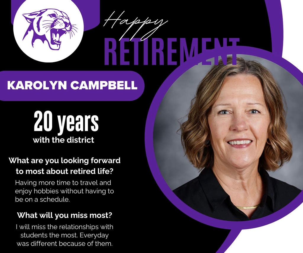 ☀️ Forever Summer Break: Karolyn Campbell  Today's retiree spotlight is Karolyn Campbell, who is retiring after 20 years as the Ellsworth High School Library Paraprofessional.  For two decades, Karolyn has helped create a welcoming space for students and staff, always ready with a helping hand and a friendly smile. Her dedication and kindness have made the high school library a place where students could learn, grow, and feel supported.  Congratulations, Karolyn! Wishing you many wonderful days enjoying your forever summer break! 💜