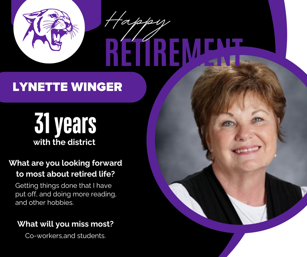 ☀️ Forever Summer Break: Lynette Winger  Today's spotlight is Lynette Winger, who is retiring after 31 years as a Special Education Paraprofessional.  Throughout her career, Lynette has made a difference in the lives of countless students through her patience, compassion, and unwavering support. Her caring heart and dedication have helped students reach their goals and feel valued every step of the way.  Congratulations, Lynette! We wish you all the happiness as you begin your forever summer break. 💜
