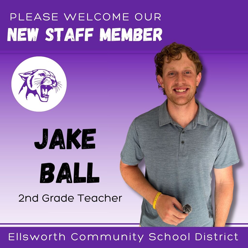 🎉 WELCOME TO ECSD! 🎉 We’re excited to welcome Jacob Ball to ECSD as a 2nd Grade Teacher! Jacob is originally from Lino Lakes, Minnesota, and attended UW-River Falls. Outside of the classroom, he enjoys playing volleyball and basketball, reading and watching movies. He also has a younger brother and sister and two dogs, Mikko and Reya. 🐶 As he begins the new school year, Jacob says he is especially looking forward to getting to know the students and families of Ellsworth. 💜 Welcome to the Panther family, Jacob! We’re so glad you’re here! 🐾