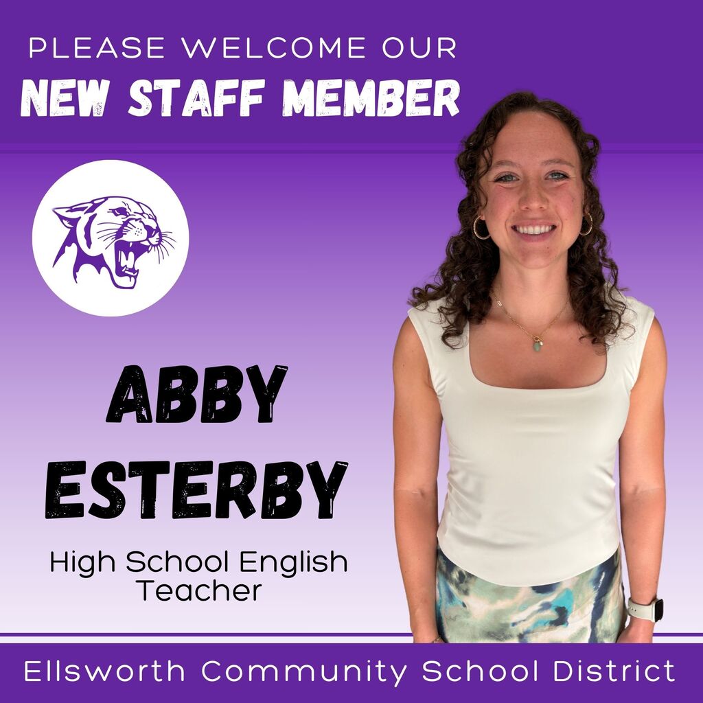 🎉 WELCOME TO ECSD! 🎉 Help us welcome Abby Esterby to ECSD as an English Teacher! Abby is from River Falls and attended UW-La Crosse. In her free time, she enjoys rock climbing, weightlifting, hiking, reading and spending time with friends and family. 📚🥾 Abby already has some Panther connections! Both of her parents are Ellsworth High School alumni, and much of her extended family also attended Ellsworth. This year, Abby is looking forward to getting to know her students and becoming part of the ECSD work community. 💜 Welcome to the Panther family, Abby! We’re excited to have you here! 🐾