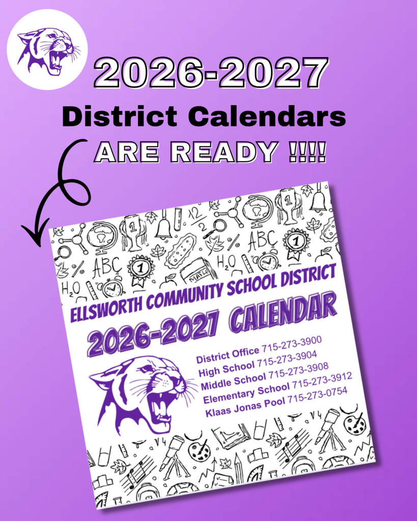 📬 Check your mailboxes! Our 2026-2027 ECSD District Foldout Calendars & Annual Newsletter headed to the post office yesterday, so they should be arriving in your mailbox soon! Be sure to hang onto your foldout calendar for easy reference throughout the upcoming school year. 📅💜 ⚠️ CALENDAR CORRECTION: We noticed one date was misprinted on the foldout calendar. The Ellsworth Middle School Picture Day is THURSDAY, SEPTEMBER 3, not September 4 as listed on the calendar. We apologize for the error and appreciate your understanding! Keep an eye on those mailboxes! 👀📬