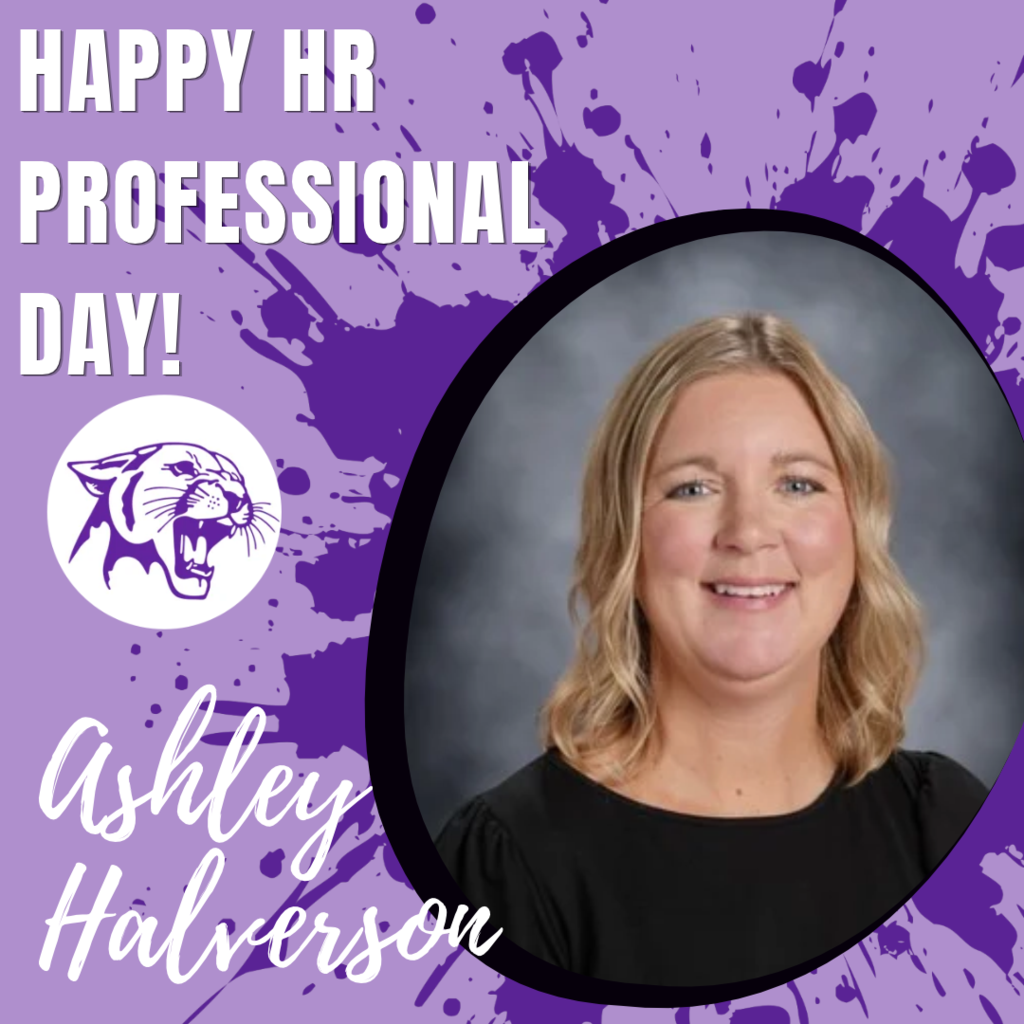 💜 Happy HR Professional Day!  Today we’re celebrating our wonderful HR professional, Ashley Halverson!  Ashley plays an important role in supporting our staff throughout the district, from welcoming new employees to answering questions and helping keep everything moving behind the scenes.  We are so lucky to have Ashley as part of the ECSD team. Thank you, Ashley, for all you do for our staff and district! 💜🐾