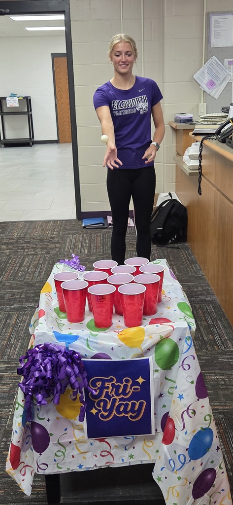 Last week, Kate & Becky called high school students and staff down between classes for a quick game of Ping Pong Toss!  Make it into a numbered cup and that was the prize you got to take home, filled with candy and maybe even a gift card! 🎁🍭  Just a fun little way to add some excitement to the day and celebrate 3rd Friday Count! Judging by the smiles, we think it was a hit! 💜🐾