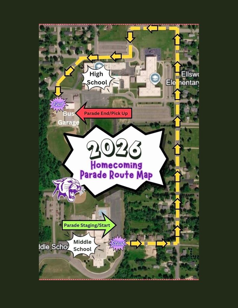 We knew that rescheduling the traditional Homecoming Parade on a moment’s notice would not work for our students or community partners, and many students would have been unable to participate. However, we still want to celebrate together! We are excited to pivot to a Panther Spirit Parade on October 2, before our final home football game.  This parade will celebrate our fall activities and give our students, families, and community another opportunity to come together and show their Panther pride. Community businesses and organizations are welcome to join the parade. All floats are to line up at Ellsworth Middle School by 4:45 p.m. The parade will start promptly at 5:00 pm and will follow the recently published (updated) parade route.