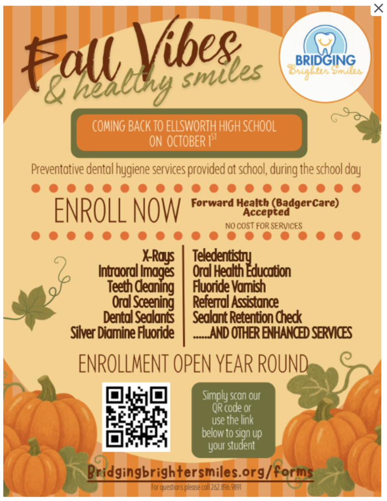 No-cost preventive dental care is available at school for all students — with or without insurance. Care is provided during the school day at zero cost to families. Enroll here: https://bridgingbrightersmiles.org/forms/