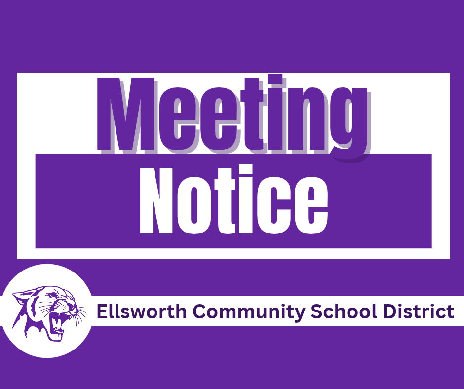 Annual School Board Meeting  The Ellsworth Community School District will hold its Annual School Board Meeting on Wednesday, October 14.  Community members are welcome to attend. The meeting agenda and additional information can be found here: https://aptg.co/KQgHPB  We appreciate our community staying informed and engaged with our schools! 💜🐾