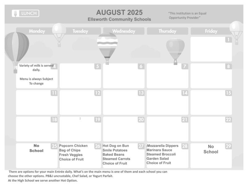august lunch menu