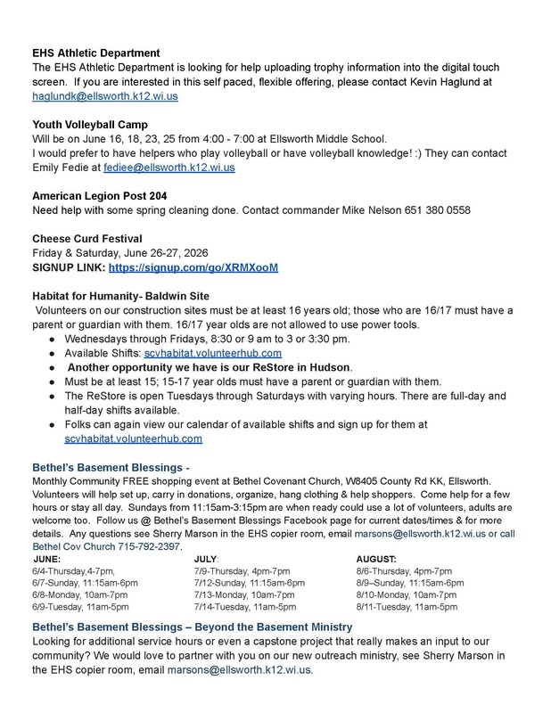 Summer Service Opportunities