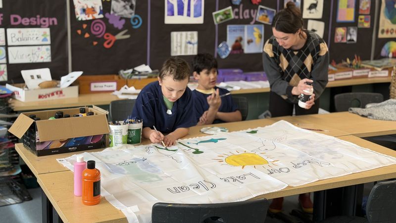 EEMS Students - Earth Day Flags Downtown
