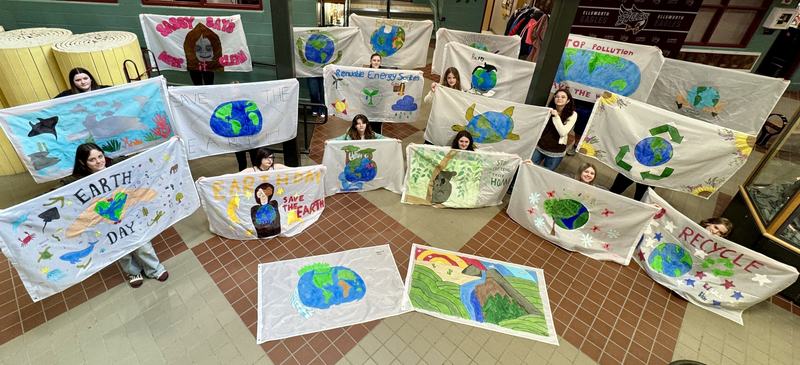 EHS Students - Earth Day Flags Downtown