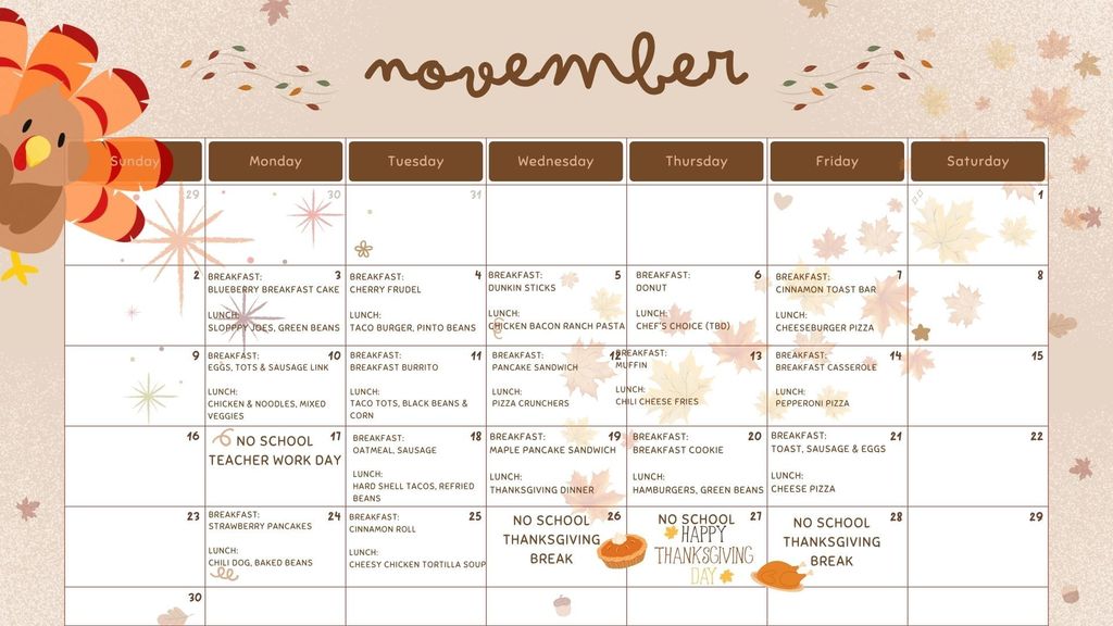 NOVEMBER 2025 MENU