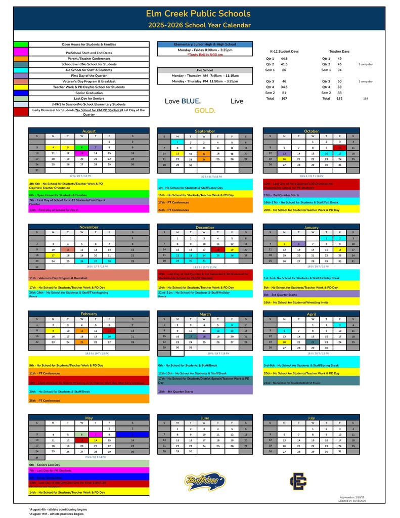 25-26 School Calendar - Updated 3/18/2026