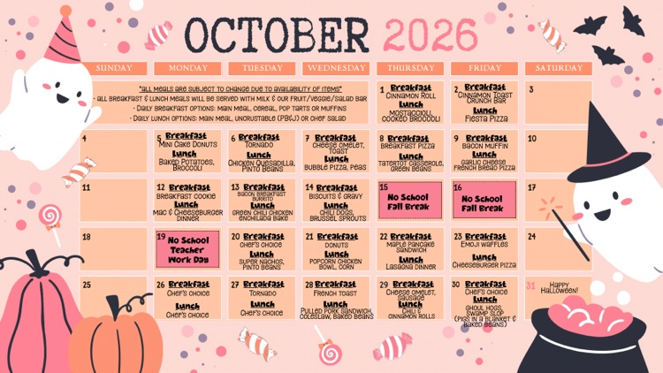 October menu 