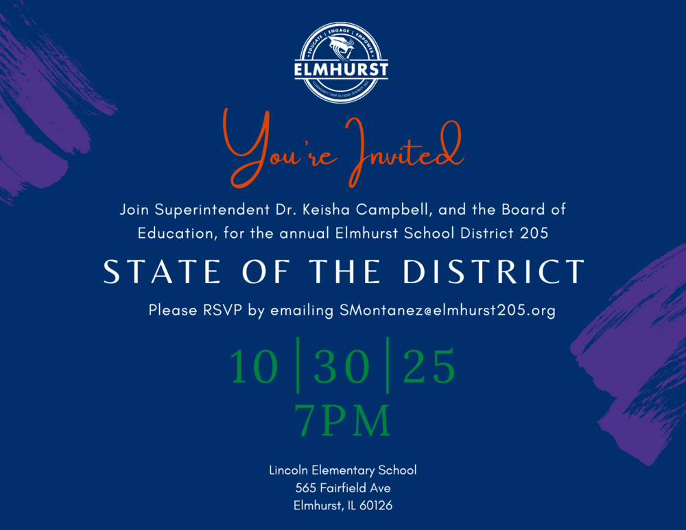State of the District invitation for Oct 30 at 7pm at lincoln elementary school
