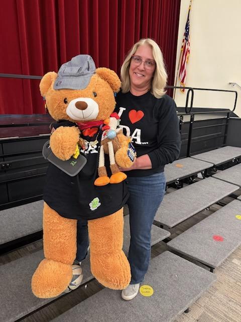 Mrs. Devon is the winner of Ernie the Bear this week. 
