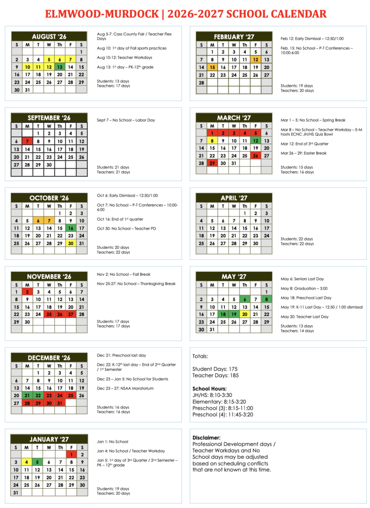 26-27 calendar