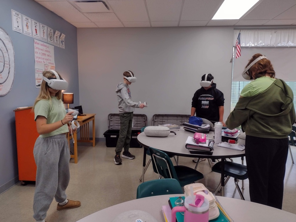 Sending a huge shoutout to April Suter from PERFECT for bringing Career Trek headsets to our 8th grade students! 