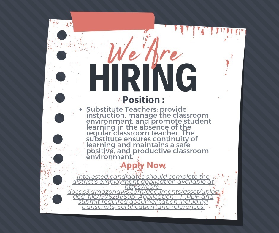 Substitute Teachers Needed
