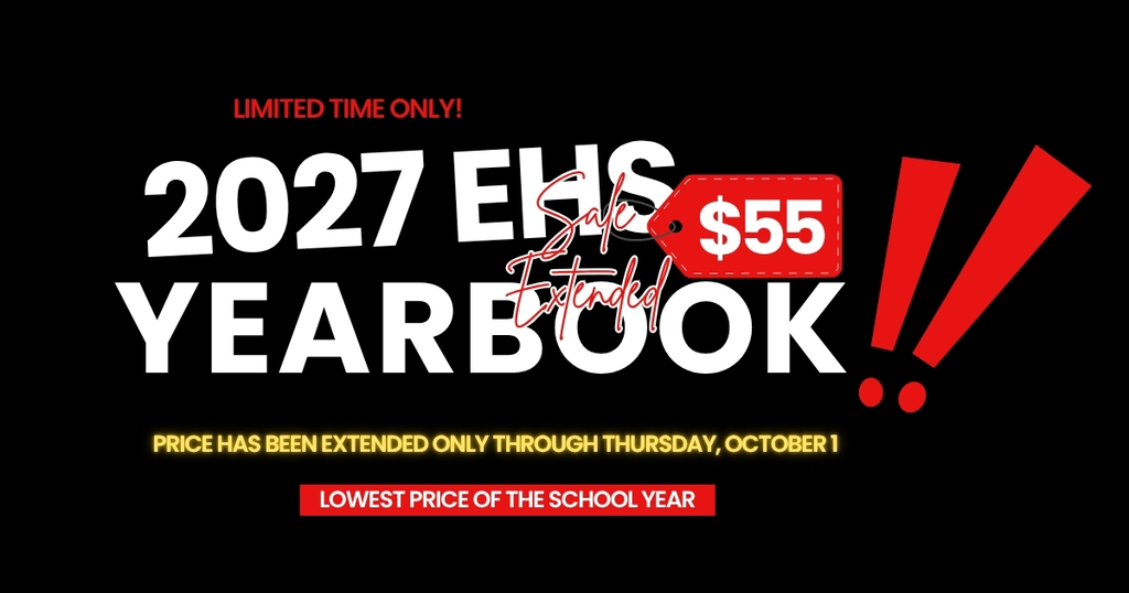 2027 EHS Yearbook on sale now for $55 through October 1.