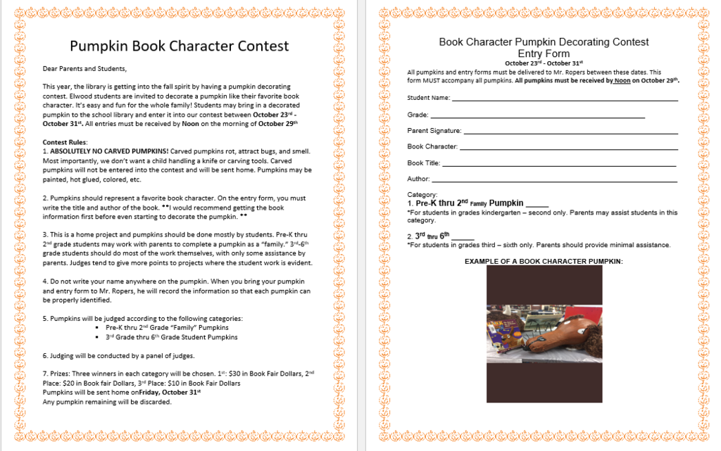 Book Character Contest