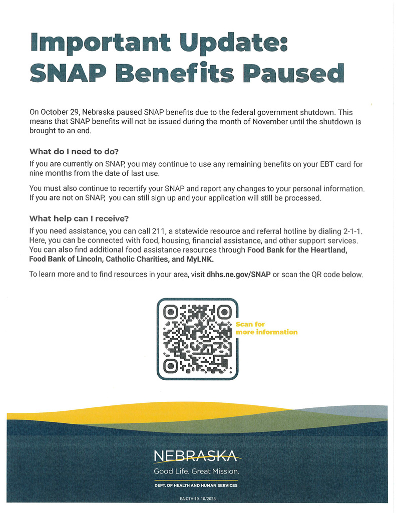 SNAP benefits paused flyer
