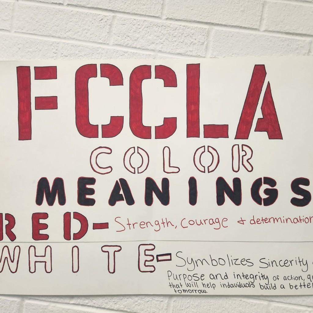 Our colors of FCCLA have special meanings! Come check out the meanings  by thr FCS room!