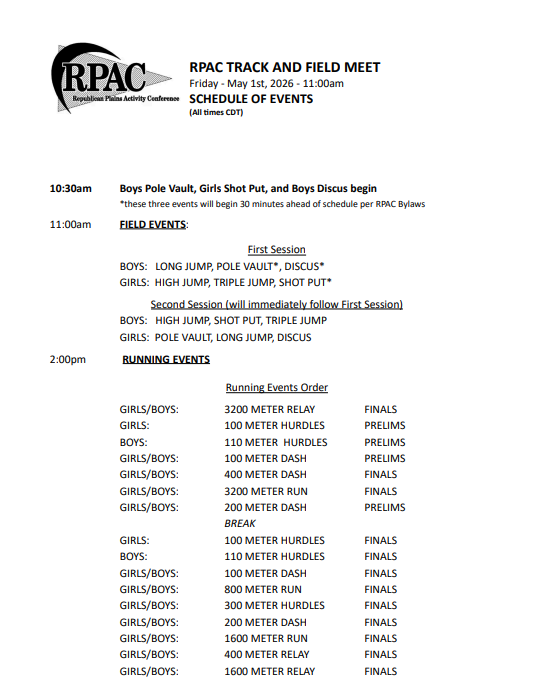 RPAC Track Schedule