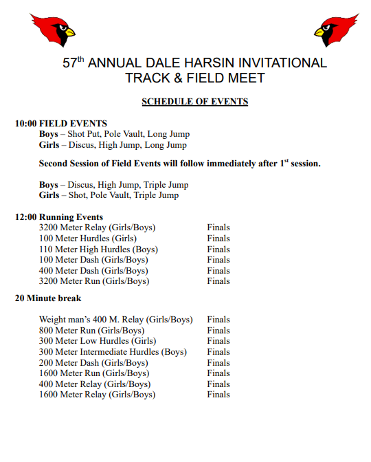 Alma HS Invite Schedule
