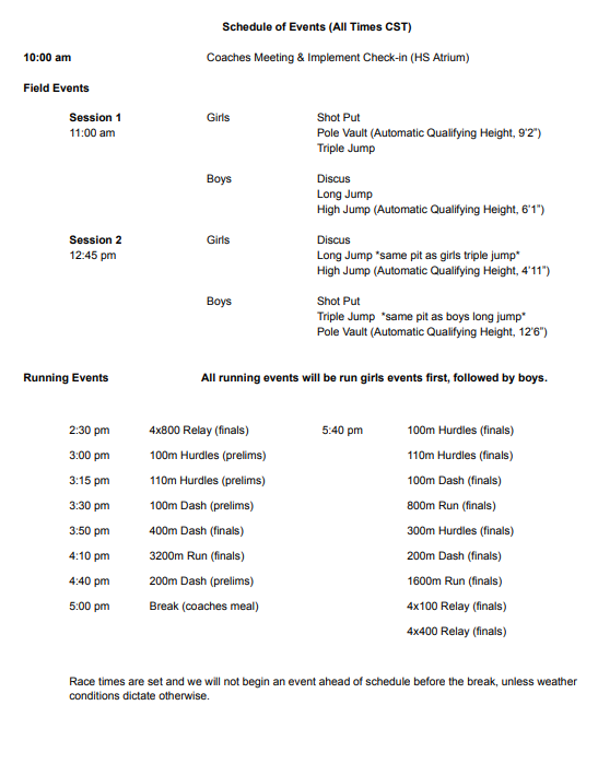 D-7 Track Invite Schedule