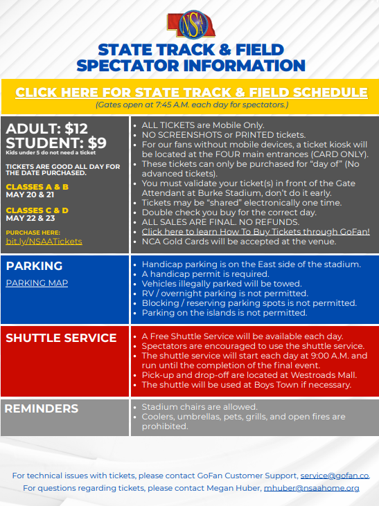 State Track Spectator Info. 