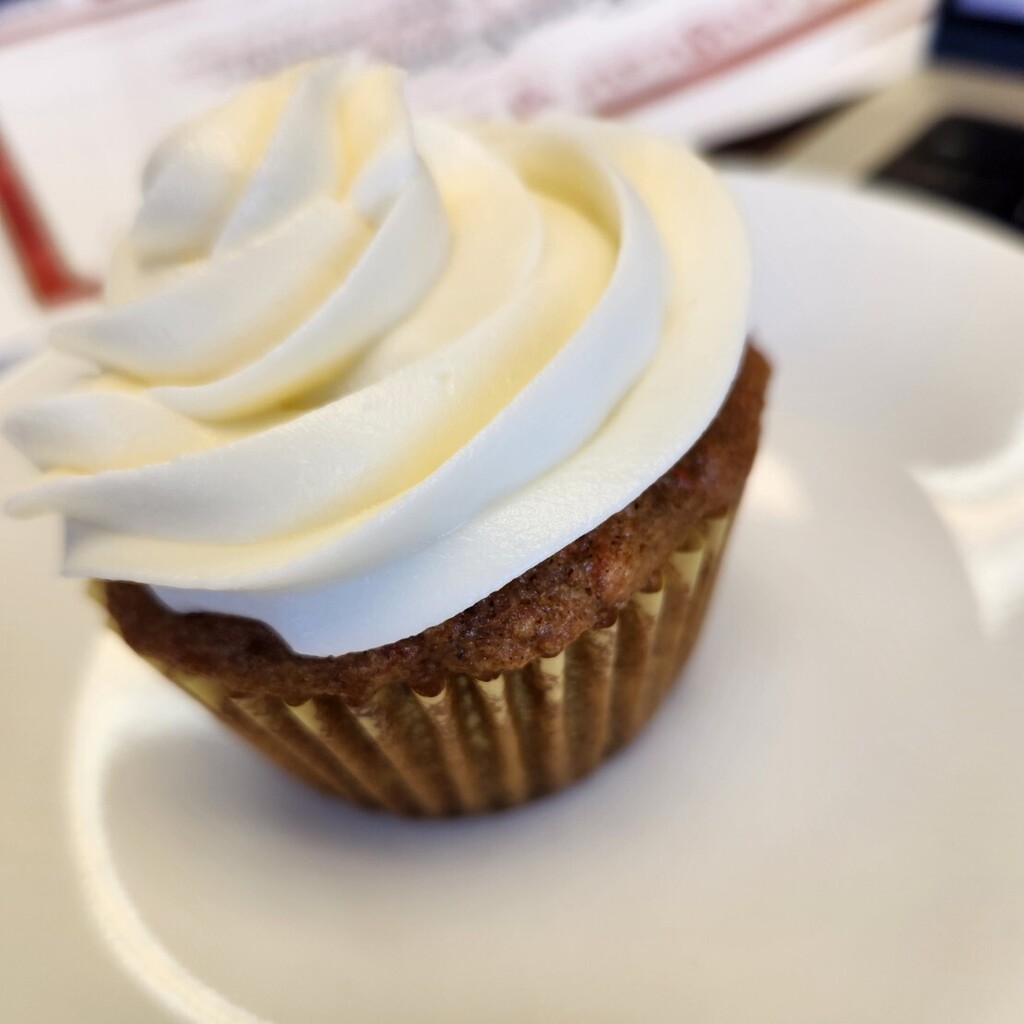 Claire's carrot cake cupcakes and cream cheese frosting was delightful!