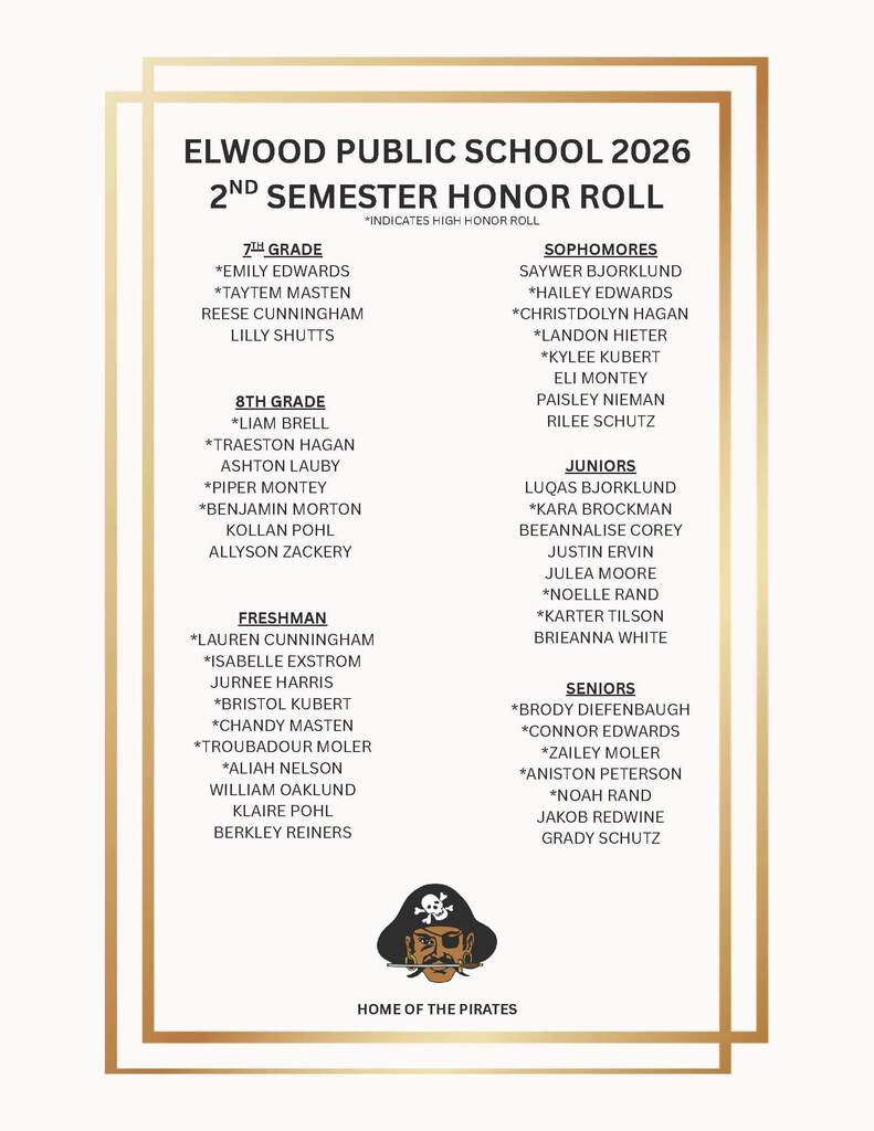 second semester honor roll 25-26