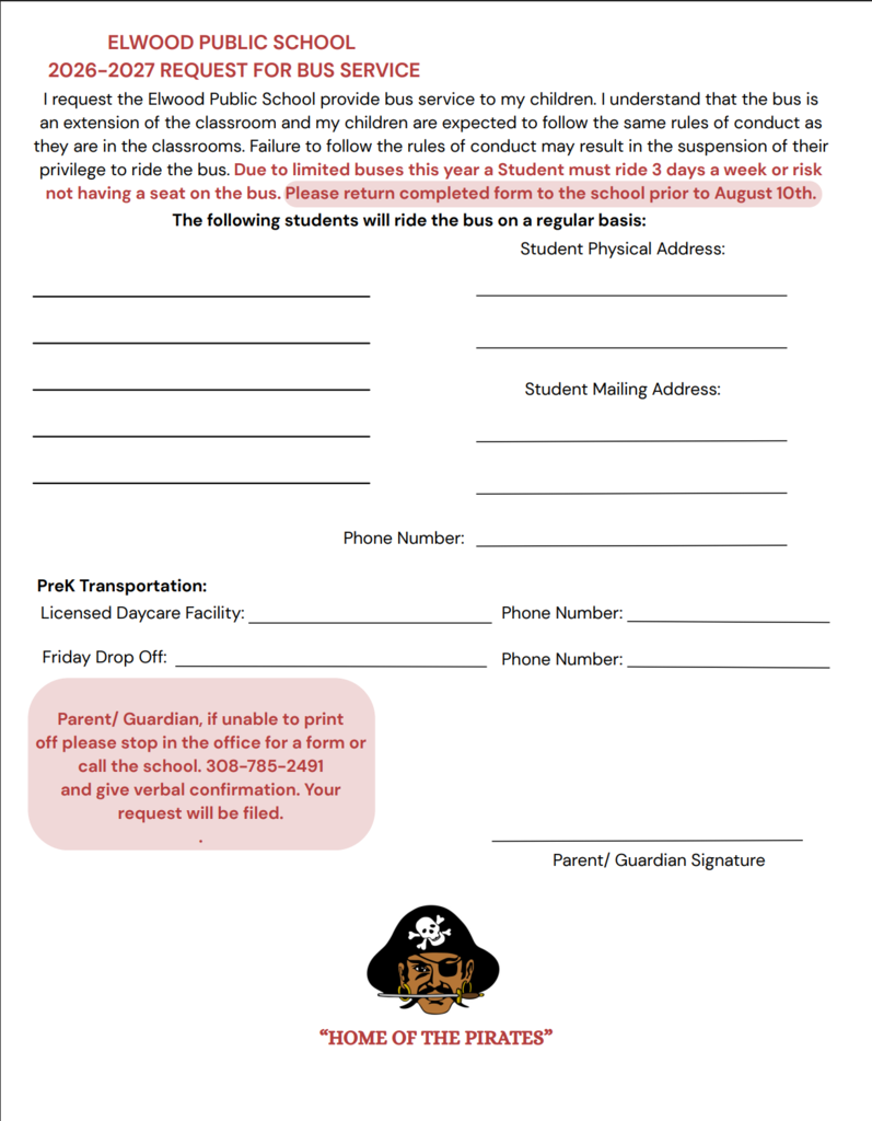 2026-27 Request for Bus Service