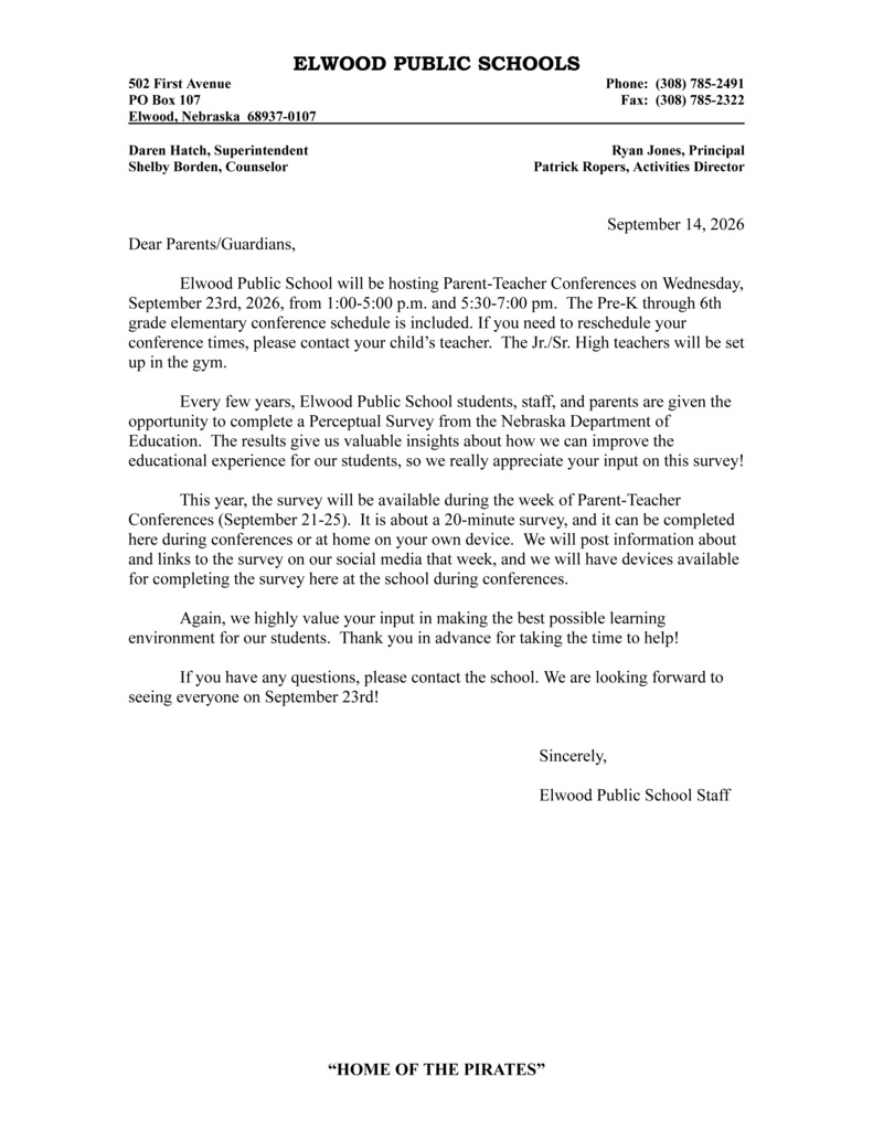 Parent Teacher Conferences information