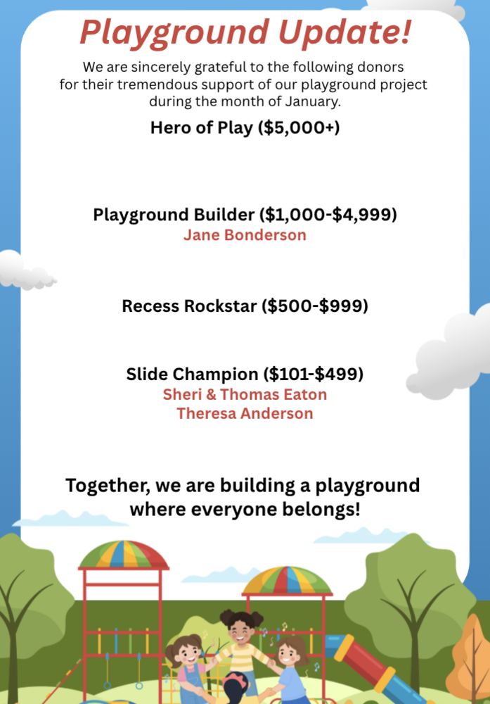 January 2026 Playground Donors