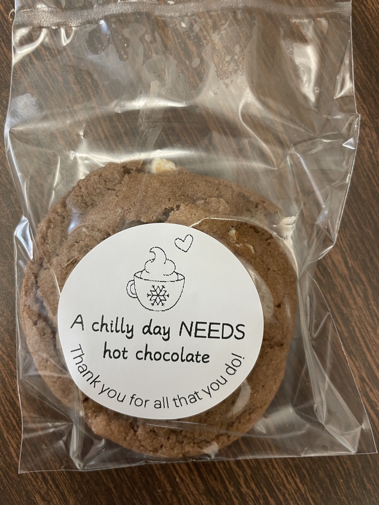 A big thank-you to Kaci Fendrick of KazClaw Designs for donating delicious hot chocolate cookies for our district staff today! 🍪☕ Your thoughtfulness and generosity truly made our day a little sweeter.