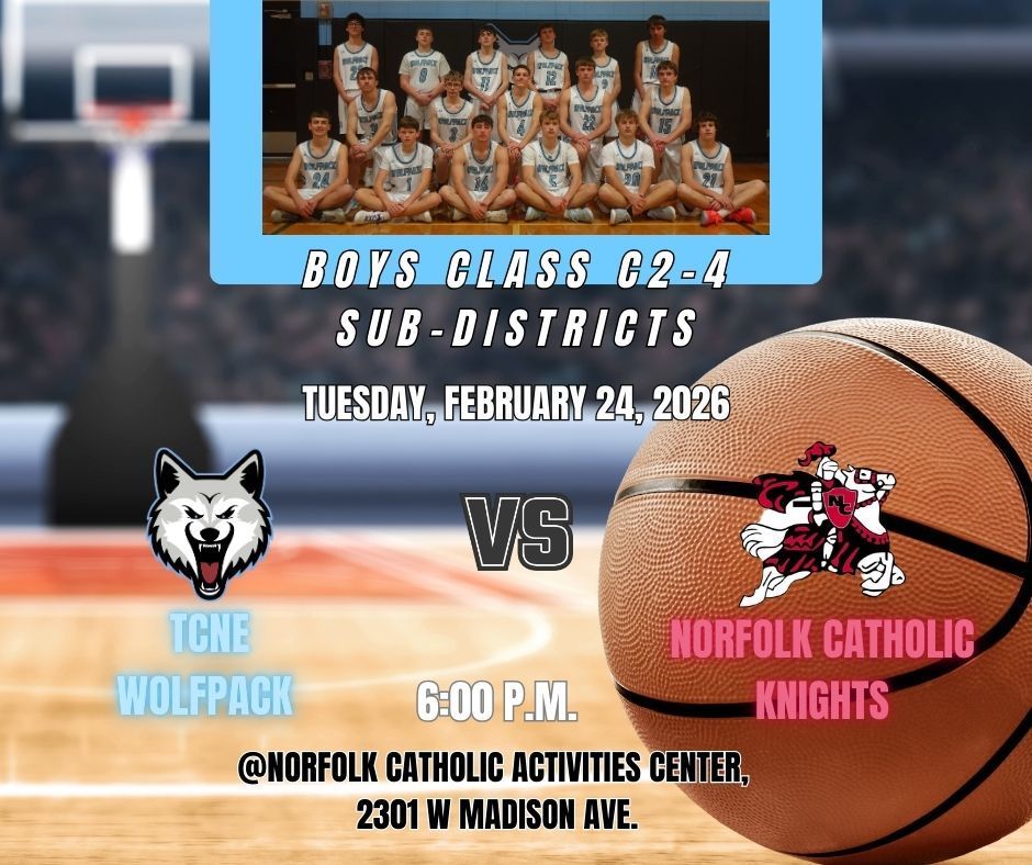 subdistrict basketball 2/24 at 6:00 @ Norfolk Catholic