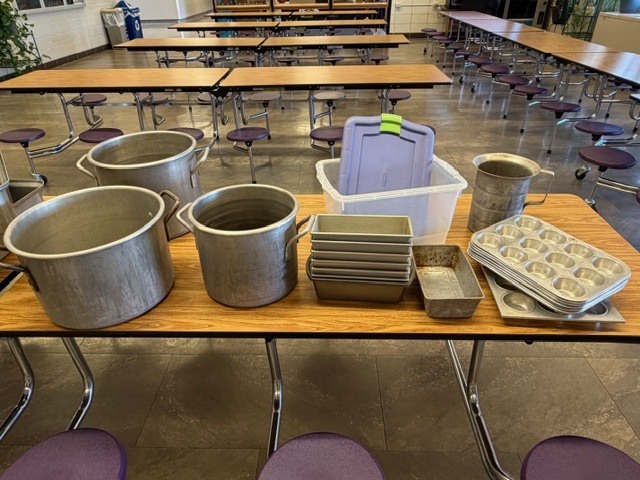 cooking pots and baking pans