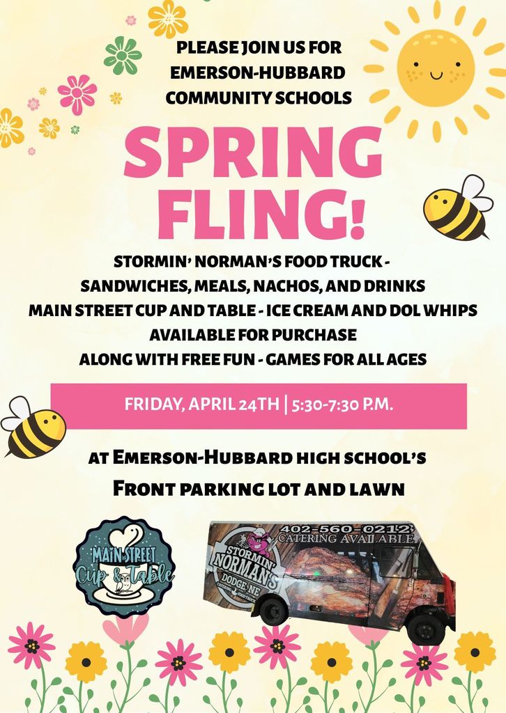 Spring Fling April 24th 5:30-7:30 at HS